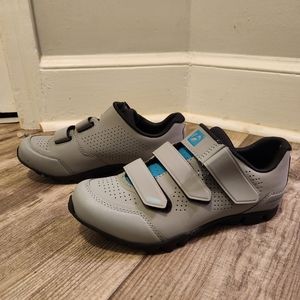 Bontrager teal gray grey mtb gravel road spin shoes 40 8.5 spd clipless cycling